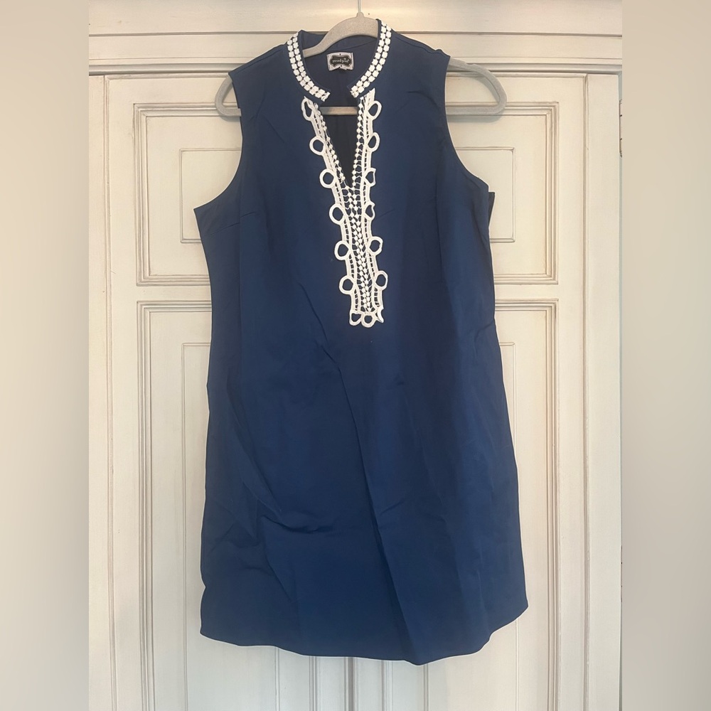 Mud Pie Navy Dress with White Trim